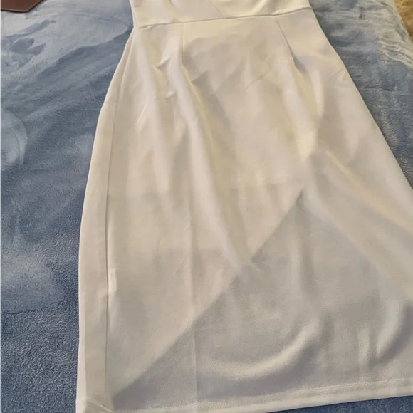 PrettyGarden Cream Asymmetrical Wrap Pencil Skirt Women’s Small NWT Midi - Picture 6 of 12